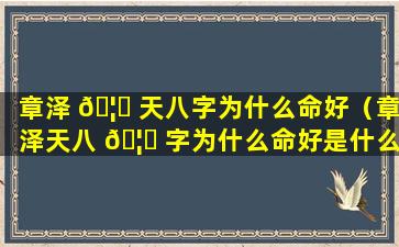 章泽 🦈 天八字为什么命好（章泽天八 🦈 字为什么命好是什么星座）